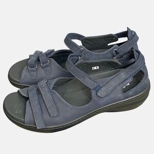 New Feet Navy Comfort‎ Strap Sandals 40 Cushioned Walking Travel Summer